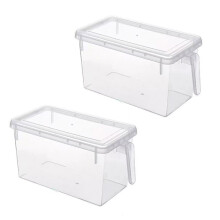 Storage Containers for Refrigerator, Stackable Transparent Design Food Storage Boxes with Handle, Refrigerator Organizer with Reusable Lid for Fruits