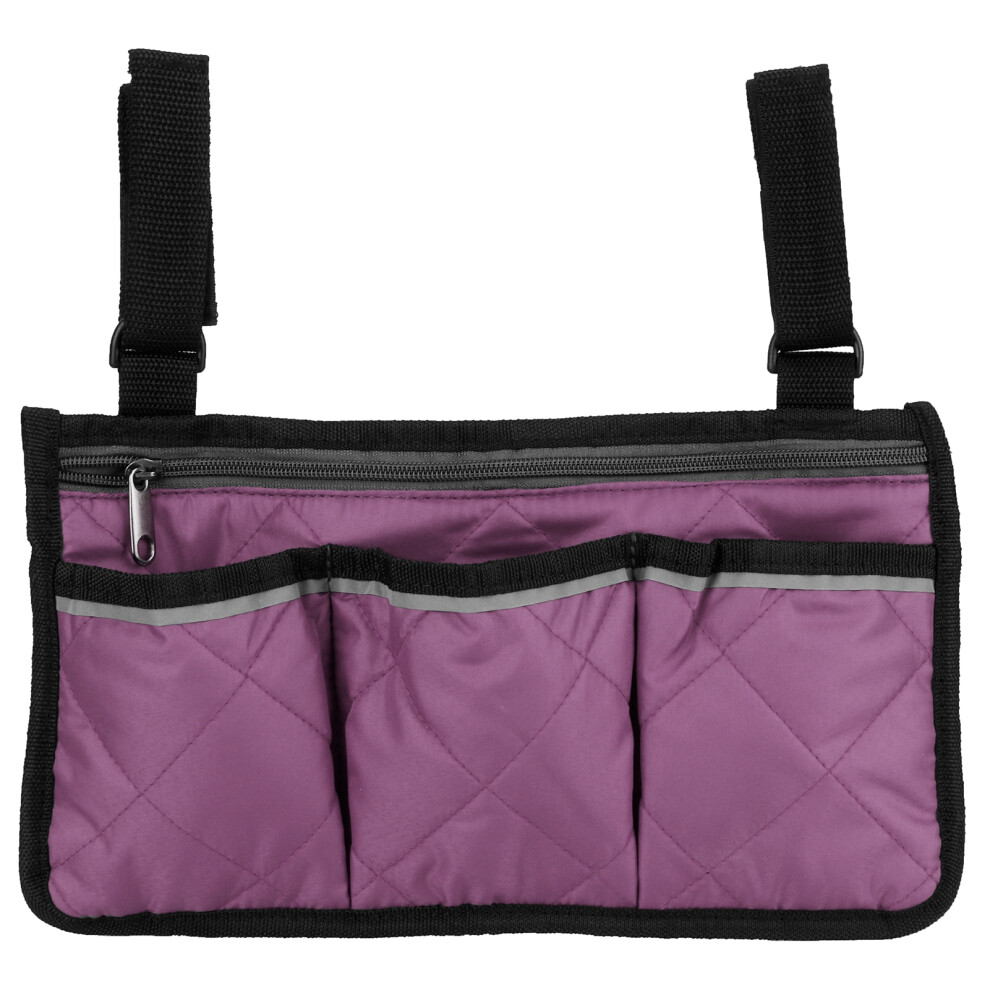 Hanging Storage Pouch for Mobility Aids, Adjustable Straps with Multi-functional Armrest Side Bag, Portable Wheelchair Bag for Walkers and Scooters
