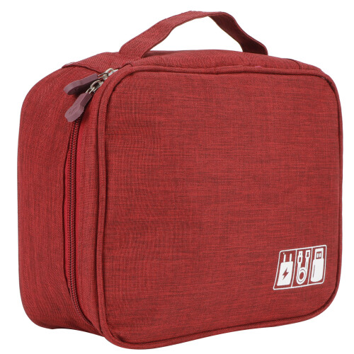 Electronics Organizer Bag, Spacious Double Layer Storage Design Travel Cable Organizer with Adjustable Compartments, Waterproof Portable Tech Pouch 1