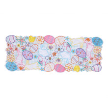 Decoração de Primavera, Caminho de Mesa Bordado com Coelho Xadrez para Decoração de Mesa de Páscoa, 33 x 183 cm