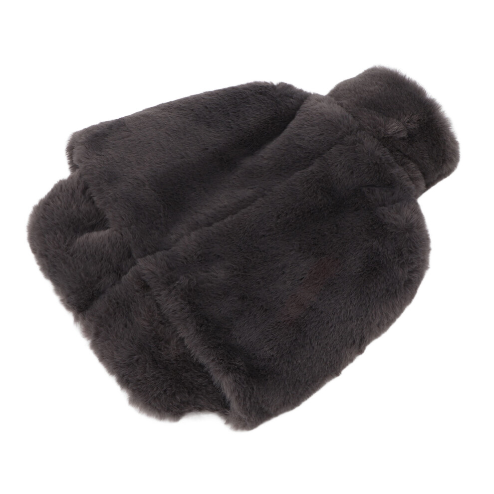 Grey Fuzzy Cover Hot Water Bottle for Neck Shoulders & Feet Relief