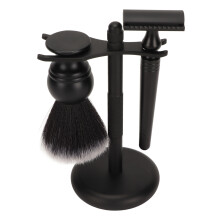 Suporte para barbeador de segurança com toque luxuoso, suporte para secagem ao ar com porta-pincéis, design robusto em metal que garante