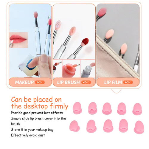 10pcs Silicone Lip Brush Covers with Suction Cup Dust Proof Protector 2
