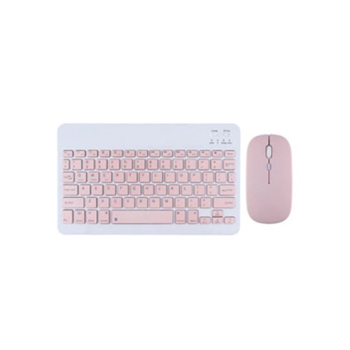Conjunto portátil de teclado e mouse sem fio, teclado e mouse Bluetooth ultrafinos e recarregáveis para iOS, Android e Windows (rosa)