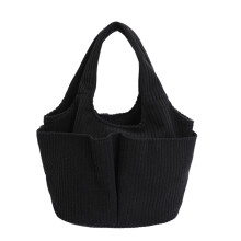Sac pratique en velours côtelé avec poignée supérieure, sac-Noir
