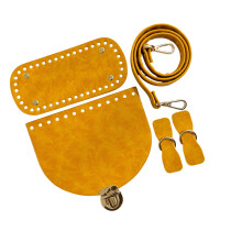 Ensemble de tricot de sac en cuir PU, Kits de fabrication-jaune