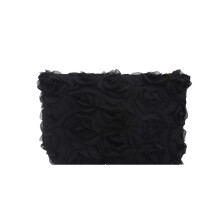 Sac à main de soirée élégant à volants, Design Rose, tissu-Noir