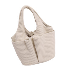 Sac de rangement léger en velours côtelé, sac à poignée-Beige
