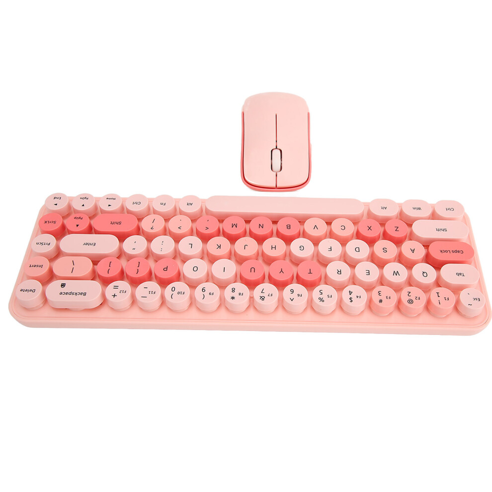 Wireless 68-Key Retro Usb Keyboard & Mouse Set For Pc Pink 4091372579429