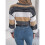 Ριγέ κοντό πουλόβερ για γυναίκες, πλεκτό τοπ με μακριά μανίκια και σχέδιο μπλοκ 3