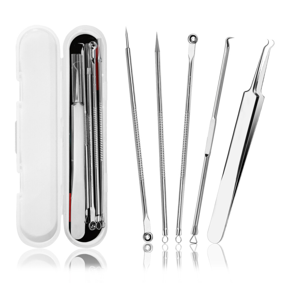 5Pcs Blackhead Remover Comedones Extractor Acne Removal Kit for Blemish Whitehead Popping Zit Removing Nose Face Cleansing Tools