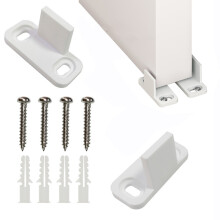 Silent For Sliding Door Stabilizer Adjustable Floor Wall Door Bottom Guide in White Carbon Steel with Screws (2pcs)