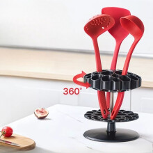 360 Rotating Utensil Holder,Kitchen Storage Rack , Multi-Compartment Design for spatula, spoon, shovel, kitchenware & More