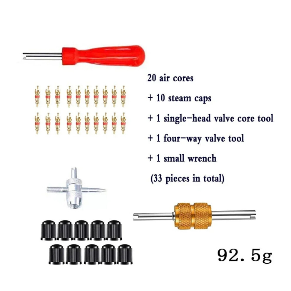 33Pcs Car/Bicycle Tire Valve Core Remover - Slotted Handle Screwdriver Wrench Tool 6935161536928