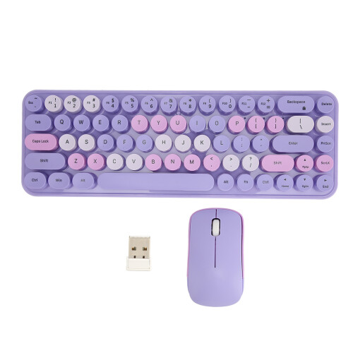 68-Key 2.4G Wireless Retro Purple Keyboard & Mouse Combo 1