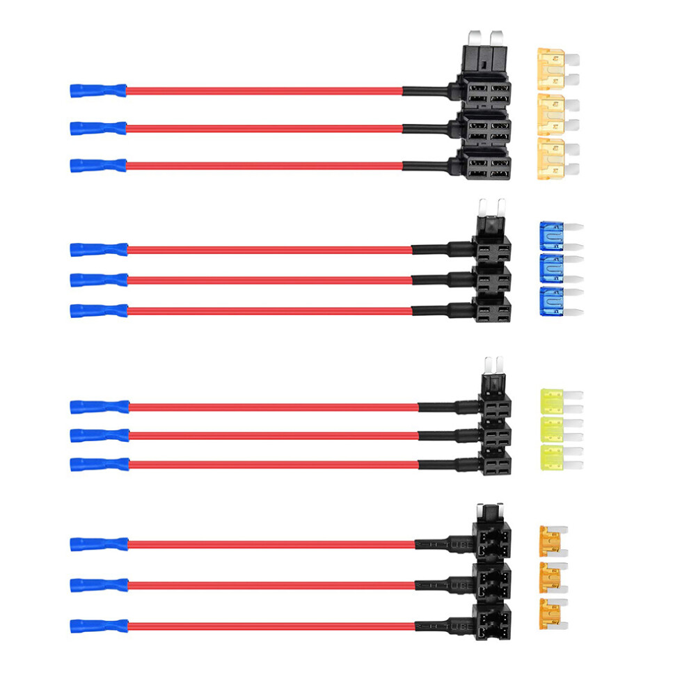 Dual Slot Fuse Holder Mini Fuse Connector Up To 32V 12Pack 12V Atoatc Atm Apm Fuse Holder Add Circuit Fuse Kit 6935161561210