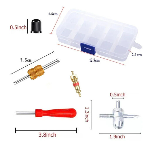 33Pcs Car/Bicycle Tire Valve Core Remover - Slotted Handle Screwdriver Wrench Tool 1