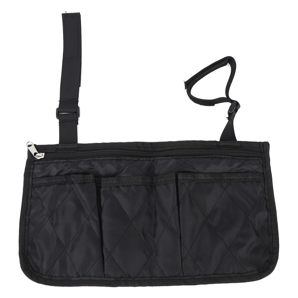 Black Wheelchair Side Bag Armrest Storage Pouch 1.2L Capacity For Disabled