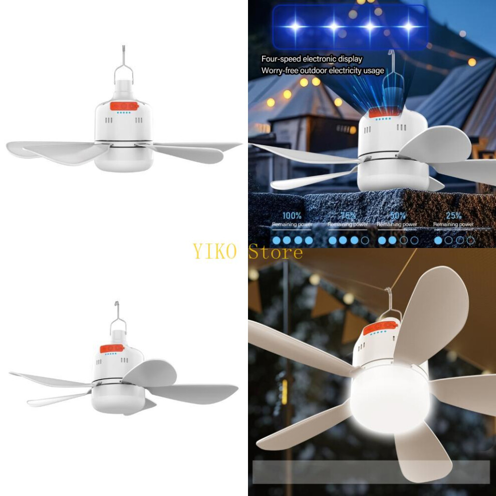 K32c 3-Speed Fan Battery Operated Camping With Remote Controller & Usb Cord Light 6935161533224