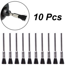 10pcs Nylon Wire Brushes 3mm Shank Abrasive Polishing Tool Bit Grinding For Wood Metal Materials Remove Burrs Rust Dust