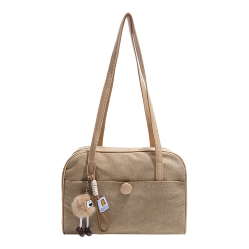 Oversized Office Shoulder Bag Practical Polyester-Khaki