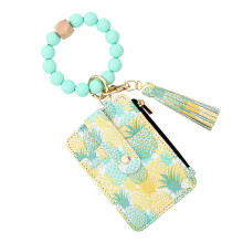 Wristlet Keychain Bracelet Wallet,Purses Bead Keyring-Pineapple