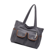 Fashionable Corduroy Shoulder Bag Large Capacity Secure-Gray