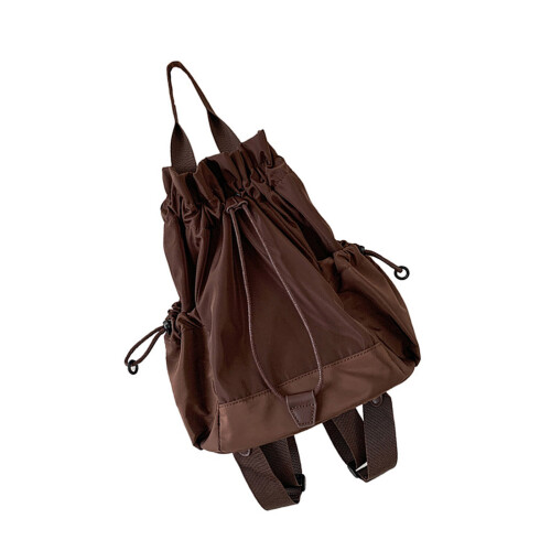 Ergonomic Drawcord Backpacks for Work Practical Polyester-brown