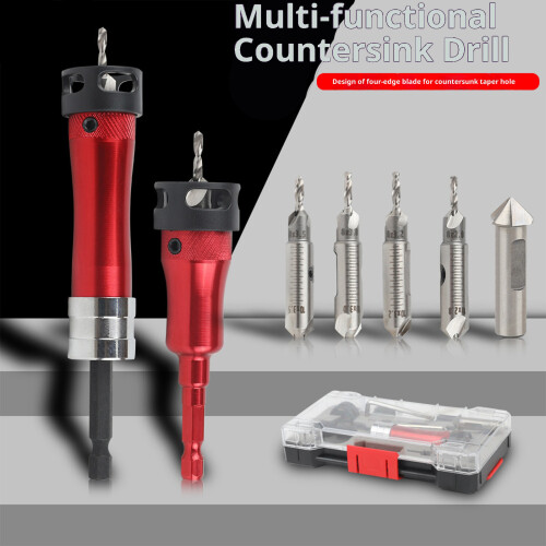 Hexagonal Grip Wood Drill Bit Countersink Drill Bit-Red 1