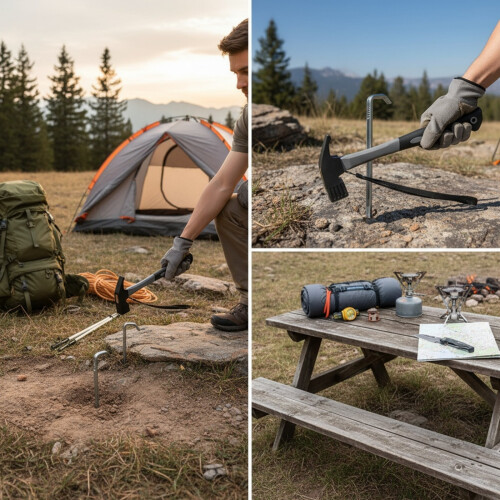 Multipurpose Heavy Duty Carbon Steel Camping Hammer For-Orange 1