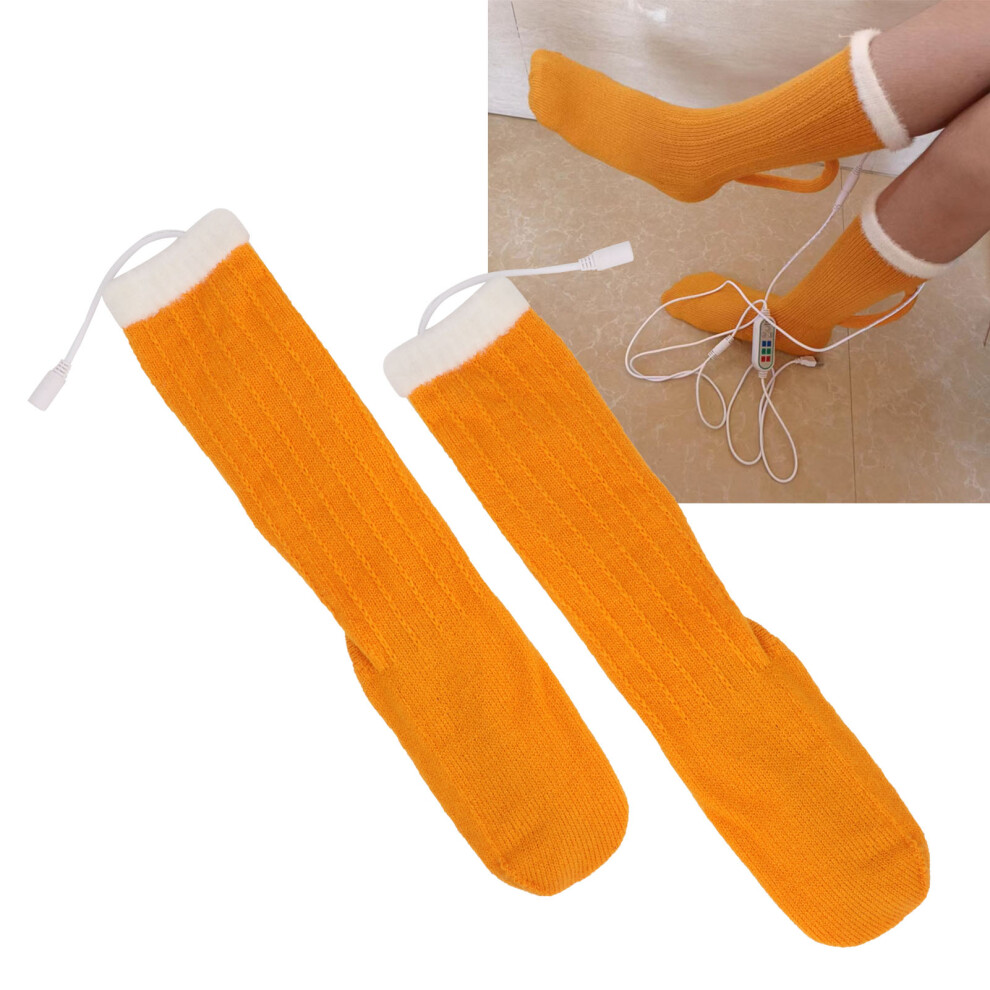 Heated Socks USB 3 Temperature Gears Lightweight Yellow Warm Winter Socks