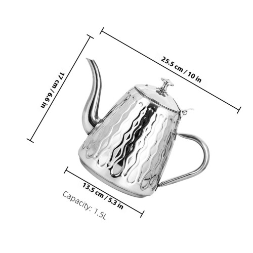 Portable Stainless Steel Teapot with Strainer Light Grey Kitchen 1
