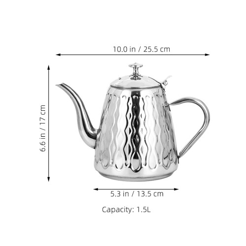 Portable Stainless Steel Teapot with Strainer Light Grey Kitchen 2