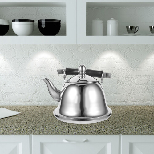 1Pc Creative Silver Stainless Steel Tea Kettle with Dust-Proof Lid 2