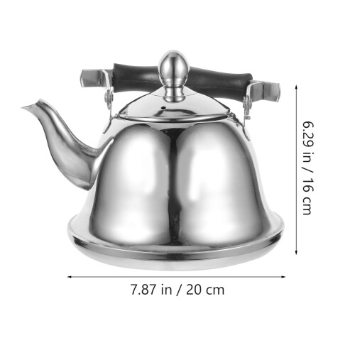 1Pc Creative Silver Stainless Steel Tea Kettle with Dust-Proof Lid 1