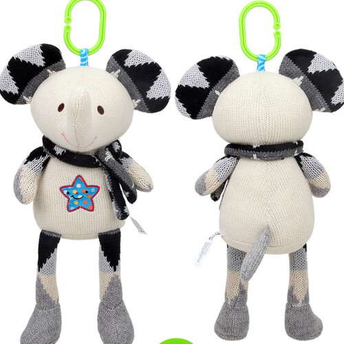 Doudou Éléphant En Peluche Avec Clochette Pour Bébé Lit Noir 1