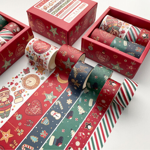DIY αυτοκόλλητο μασκάρισμα για scrapbooking, χριστουγεννιάτικη ταινία Washi, σετ vintage 1