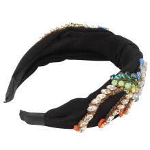1St Retro Stijl Zwarte Rhinestone Geborduurde Haarband Voor