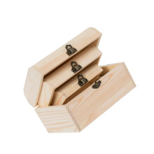 1 Set 3 Pcs Arched Unfinished Wooden Storage Box Case