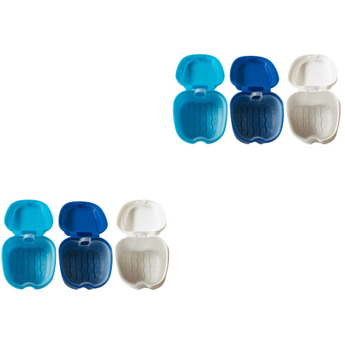 6 Pcs Plastic Retainer Case Portable Denture Boxes (Assorted Color) 2