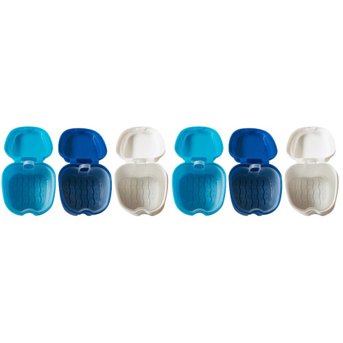 6 Pcs Plastic Retainer Case Portable Denture Boxes (Assorted Color) 1
