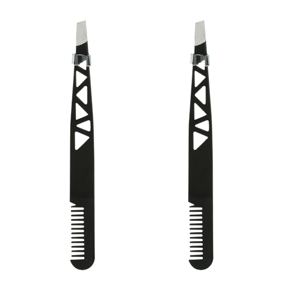 Solustre Black 6 Pcs Eyebrow Tweezer Trimmer Shaping Tool Makeup Accessory