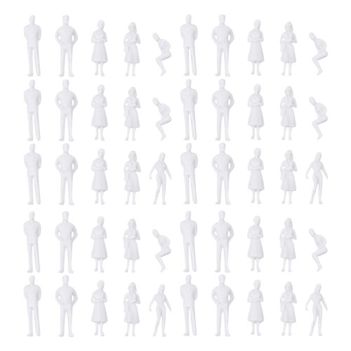 100Pcs White Miniature People Figures Lifelike Models for Train Layout