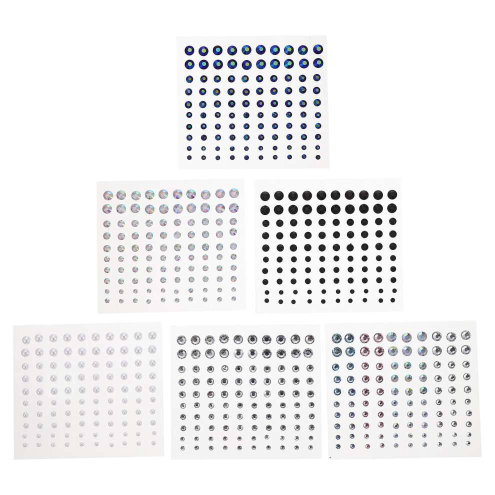 Villcase 12 Sheets Self Adhesive Eye Face Gems Rhinestone Stickers