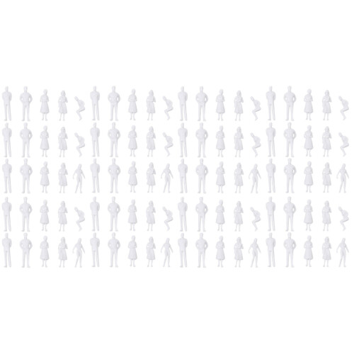 100Pcs White Miniature People Figures Lifelike Models for Train Layout 1