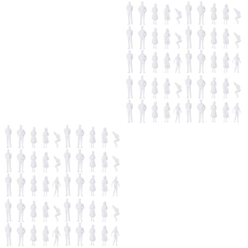 100Pcs White Miniature People Figures Lifelike Models for Train Layout 2