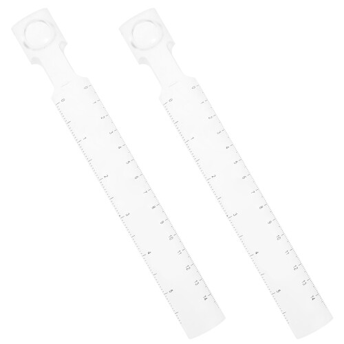 2Pcs Portable Clear Magnifying Drawing Ruler Tool Scale Straight 2