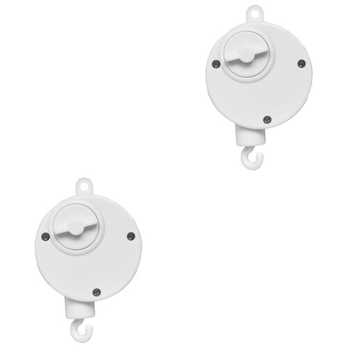 2 Pcs Music Box Clockwork Bell Holder Wind-Up Rattle White 2