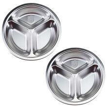 6 Pcs 20Cm 304 Stainless Steel Fast Food Divided Dish With Three Grids
