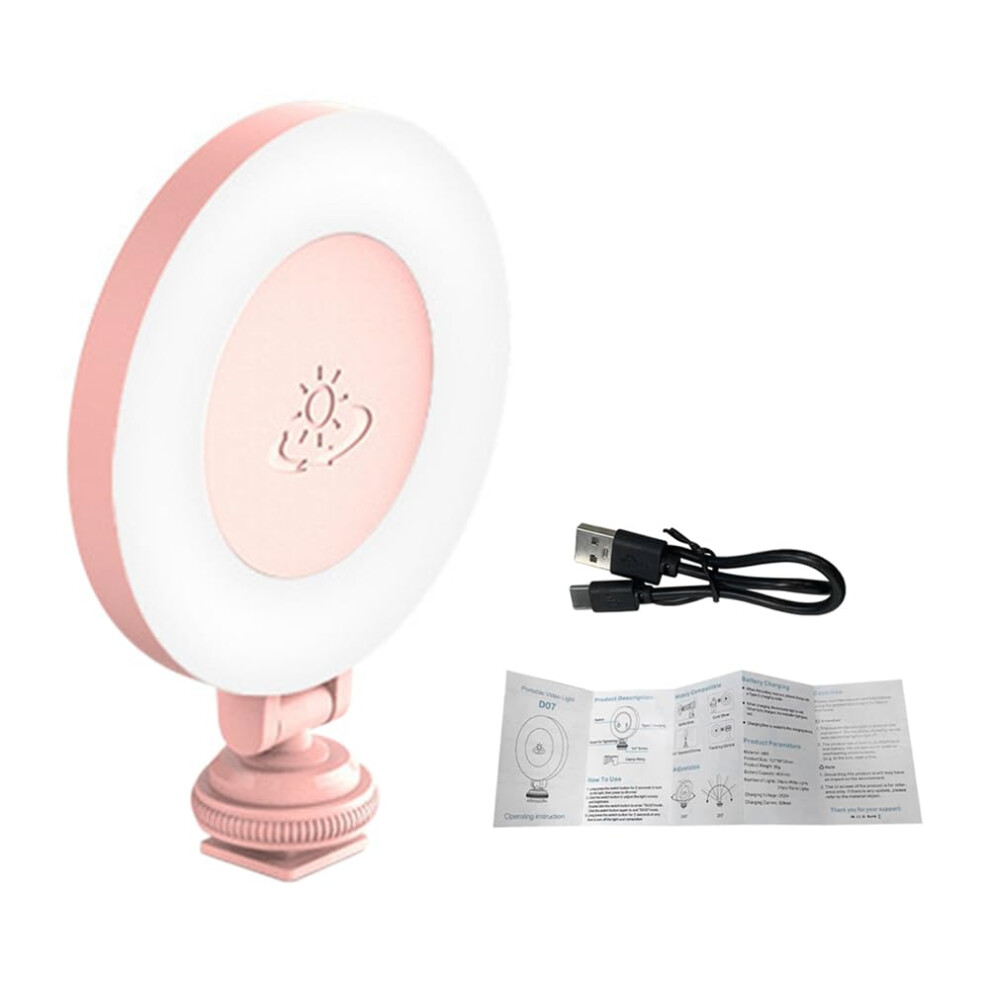 D07 Mobile Live Streaming Selfie Beauty Circular Fill Rechargeable Camera Hot Boot Buckle Easy Install Light/Pink 9426802565065